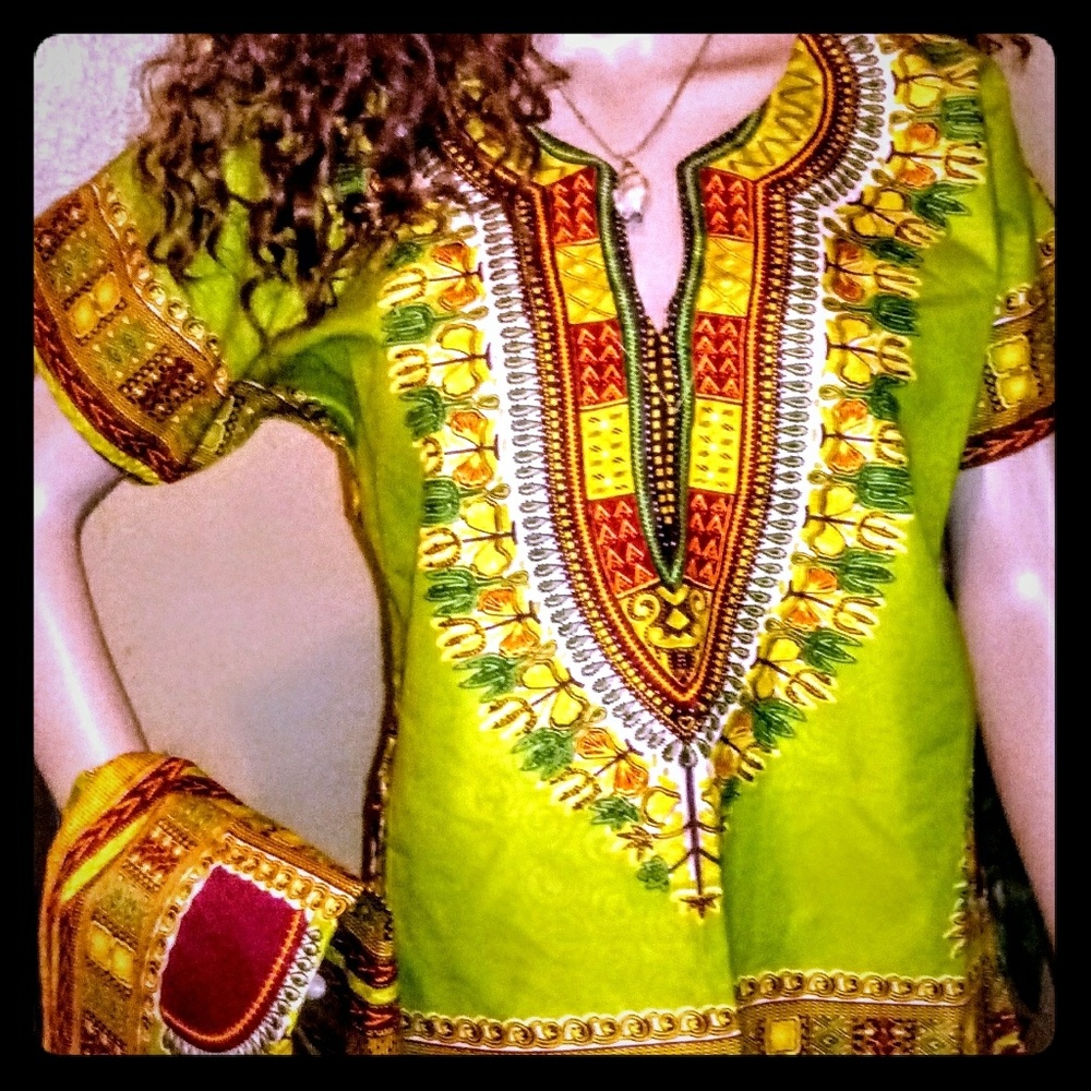 African print dashiki top /headtie